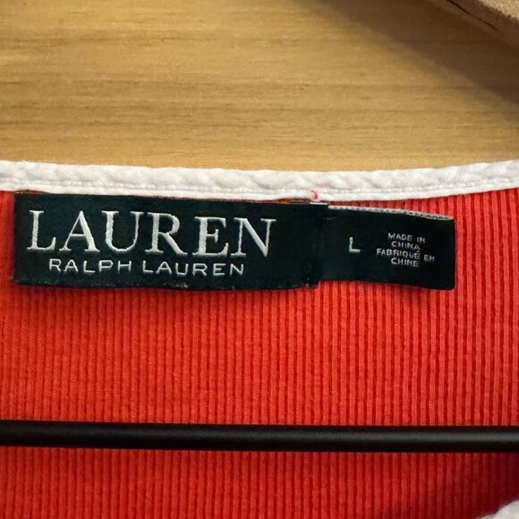 Lauren Ralph Lauren Size Medium Ribbed Cap Short Sleeve Basic Tee - Picture 9 of 11